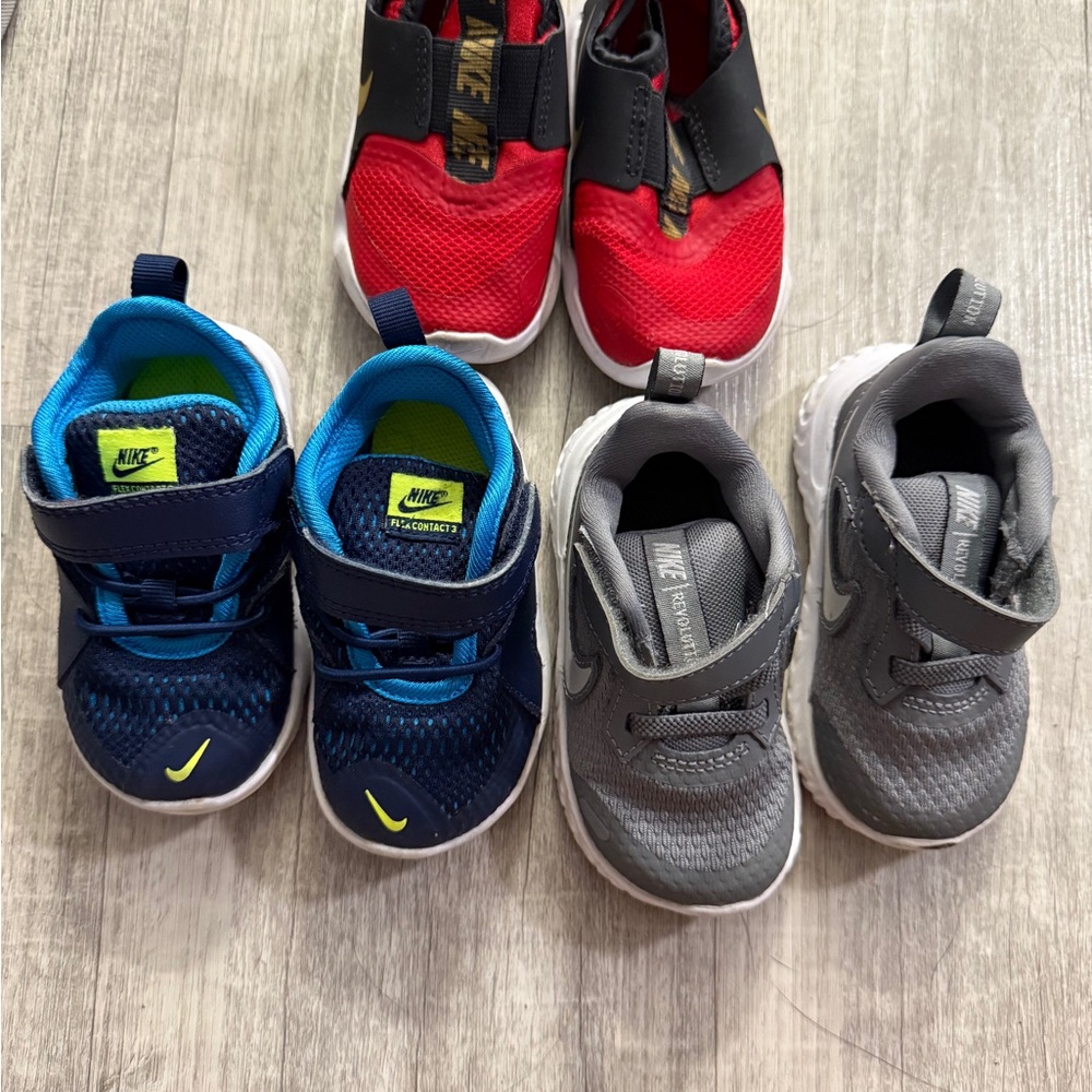 Nike Kids Sneakers - Red, Blue, and Gray